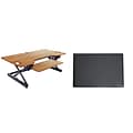 Rocelco 46W 5-20H Adjustable Standing Desk Converter with Anti Fatigue Mat, Teak (R DADRT-46-MAFM