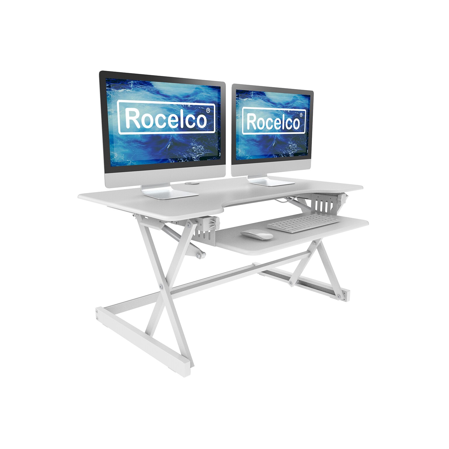 Rocelco 40W 5-20H Adjustable Standing Desk Converter, White (R DADRW-40)