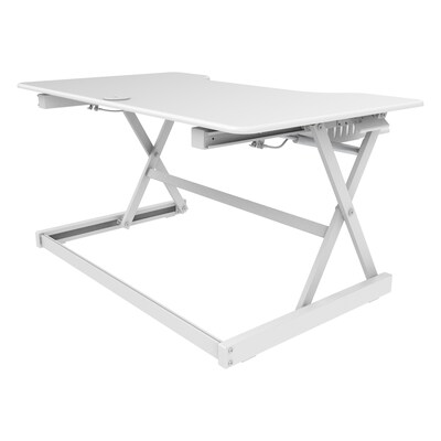 Rocelco 40"W 5"-20"H Adjustable Standing Desk Converter, White (R DADRW-40)