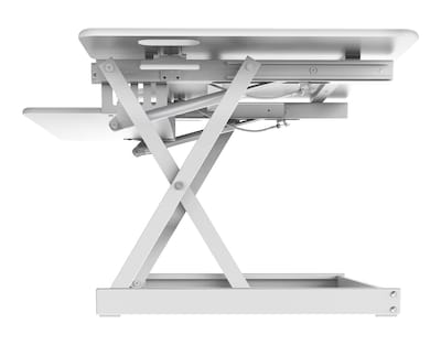 Rocelco 46"W 5"-20"H Large Standing Desk Converter, Stand Up Triple Monitor Riser, White (R DADRW-46)