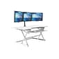 Rocelco 46"W 5"-20"H Large Adjustable Standing Desk Converter with Triple Monitor Mount, White (R DADRW-46-DM3)