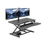 Rocelco 37.4"W 5"-20"H Electric Standing Desk Converter with ACUSB Charger Dual Monitor Mount, Black (R EDRB-DM2)