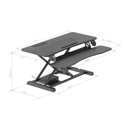 Rocelco 37.4W 5-20H Electric Standing Desk Converter with ACUSB Charger, Black (R EDRB)