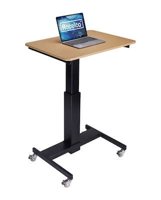 Rocelco 28W 26-41H Adjustable Mobile School Standing Desk, Wood Grain (R MSD-28)