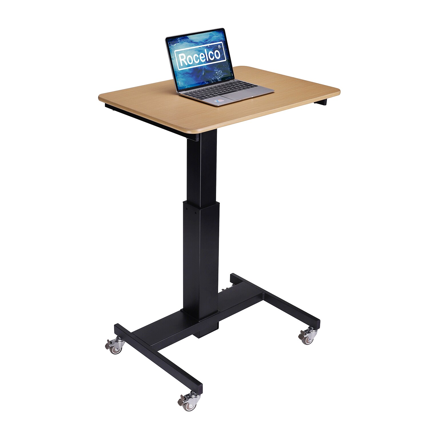 Rocelco 28W 26-41H Adjustable Mobile School Standing Desk, Wood Grain (R MSD-28)