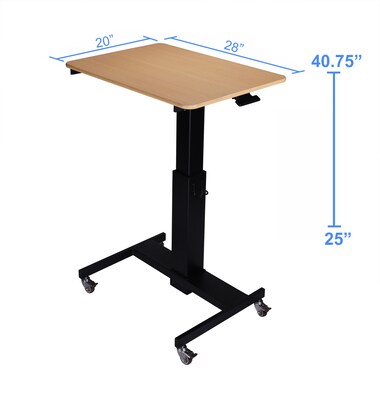 Rocelco 28W 26-41H Adjustable Mobile School Standing Desk, Wood Grain (R MSD-28)