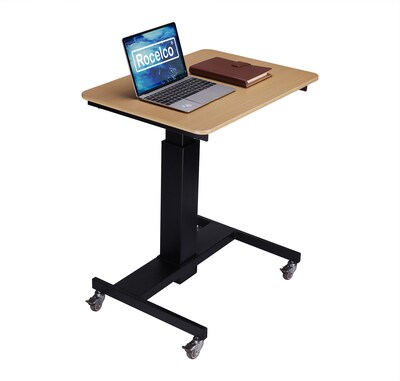 Rocelco 28"W 26"-41"H Adjustable Mobile School Standing Desk, Wood Grain (R MSD-28)