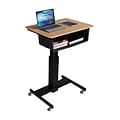 Rocelco 28W 26-41H Adjustable Mobile School Standing Desk with Book Box, Wood Grain (R MSD-28-BB)