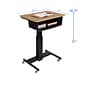 Rocelco 28"W 26"-41"H Adjustable Mobile School Standing Desk with Book Box, Wood Grain (R MSD-28-BB)