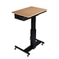 Rocelco 28"W 26"-41"H Adjustable Mobile School Standing Desk with Book Box, Wood Grain (R MSD-28-BB)