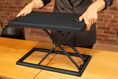 Rocelco 19"W 1"-15"H Portable Small Standing Desk Converter with Carry Bag, Black (R PDRB)