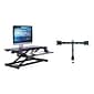 Rocelco 32"W Adjustable Standing Desk Converter with Dual Monitor Mount, Black (R VADRB-DM2)