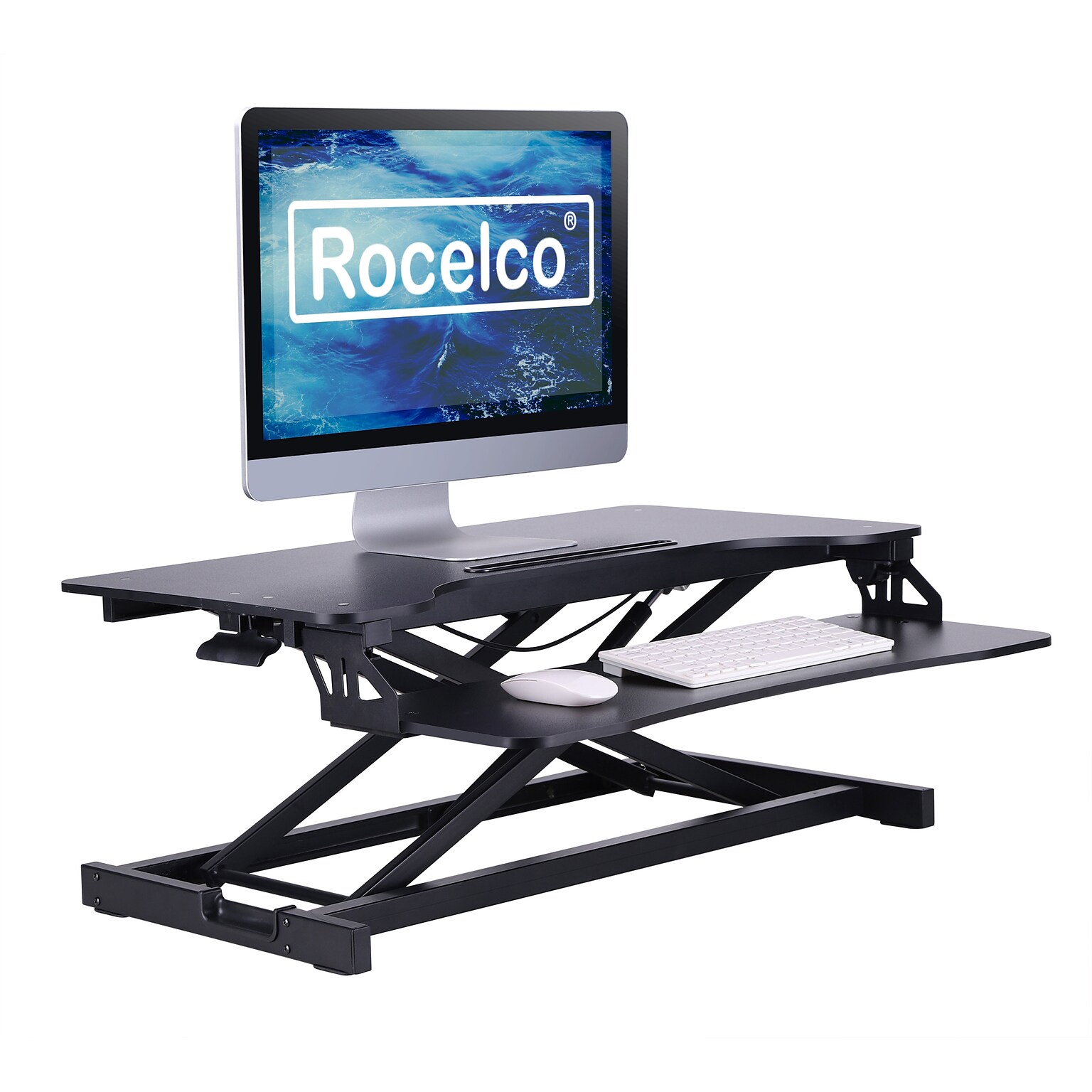 Rocelco 32W Manual Adjustable Standing Desk Converter, Black (R VADRB)