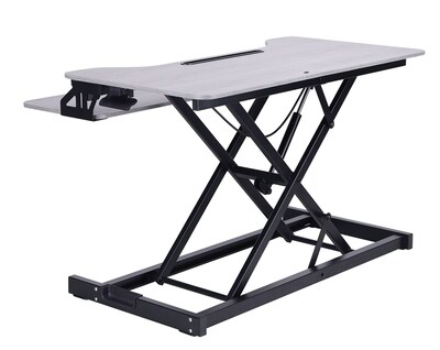 Rocelco 31.5"W 4"-20"H Adjustable Steel Standing Desk Converter with Standing Mat, Gray (R VADRG-MAFM)