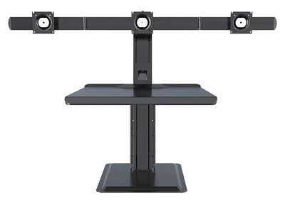 Rocelco 27"W 1.5"-19"H Triple Monitor Standing Desk Converter with USB Charger, Black (R WS123)