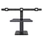 Rocelco 27"W 1.5"-19"H Triple Monitor Standing Desk Converter with USB Charger, Black (R WS123)