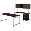 Bush Business Furniture 400 Series 72W x 30D Desk with Credenza, Hutch and Mobile File, Mocha Cherry (400S169MR)