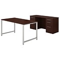 Bush Business Furniture 400 Series 60W x 30D Table Desk and Credenza with File Drawers, Harvest Cherry (400S138CS)