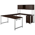 Bush Business Furniture 400 Series 72W x 30D U Shaped Table Desk with Hutch and 3 Drawer Mobile File, Mocha Cherry (400S160MR)