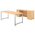 Bush Business Furniture 400 Series 72W x 30D Table Desk and Credenza with File Drawers, Natural Maple (400S139AC)