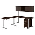Bush Business Furniture 400 Series 72W L Shaped Desk with Height Adjustable Return, Hutch and Storage, Mocha Cherry (400S189MR)