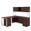 Bush Business Furniture 400 Series 72W x 22D L Shaped Desk with Hutch and 48W Return, Harvest Cherry, Installed (400S127CSFA)