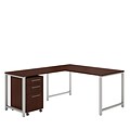Bush Business Furniture 400 Series 60W L Shaped Desk with 42W Return and Mobile File, Harvest Cherry, Installed (400S130CSFA)