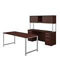 Bush Business Furniture 400 Series 72W Desk, Credenza  and Hutch, Harvest Cherry, Installed (400S137CSFA)
