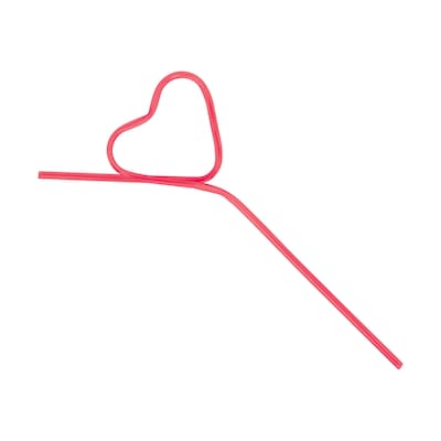 Amscan Valentines Day Heart Plastic Krazy Straw, 11, Red, 42/Pack (398061)