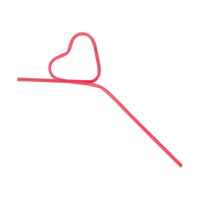 Amscan Valentines Day Heart Plastic Krazy Straw, 11, Red, 42/Pack (398061)