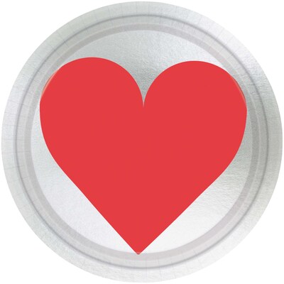 Amscan Key To Your Heart Metallic Paper Plate, 7 x 7, 8 Plates/Pack, 5/Pack (549619)