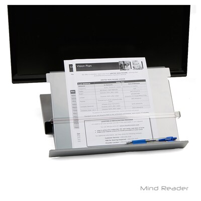 Mind Reader PAPERMON-SIL Metal Monitor Stand Riser with Resting Document Holder Easel, Silver