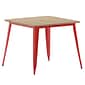 Flash Furniture Declan Indoor/Outdoor Dining Table with Umbrella Hole, 30", Brown Top and Red Base (JJT1461990BRRD)