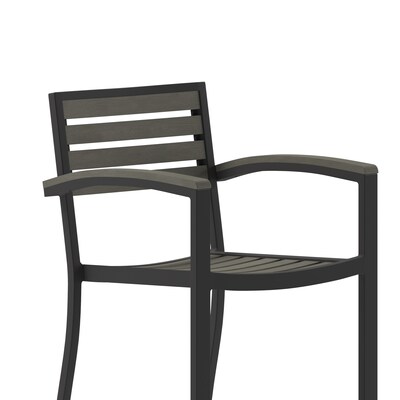Flash Furniture Lark All-Weather Outdoor Bar Stool with Arms, Gray Wash (XUDGHW6036BARY)