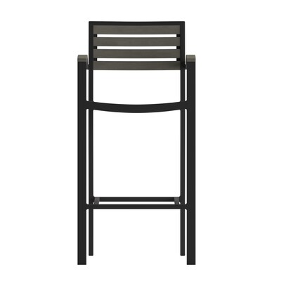 Flash Furniture Lark All-Weather Outdoor Bar Stool with Arms, Gray Wash (XUDGHW6036BARY)