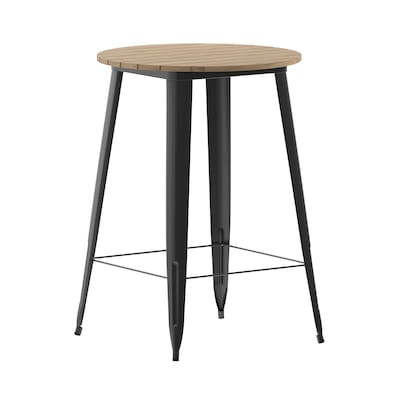 Flash Furniture Declan Indoor/Outdoor Bar Top Table, 42, Brown Top with Black Base (JJT14623H76BRBK