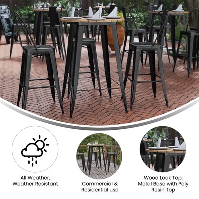 Flash Furniture Declan Indoor/Outdoor Bar Top Table, 42", Brown Top with Black Base (JJT14623H76BRBK)