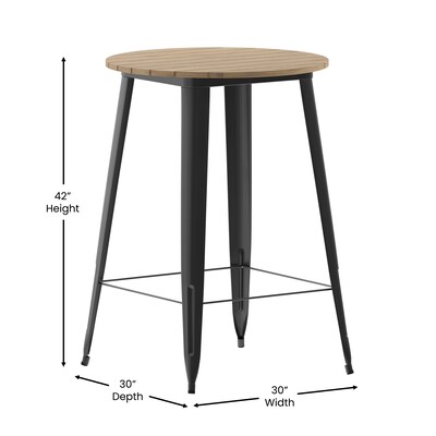 Flash Furniture Declan Indoor/Outdoor Bar Top Table, 42", Brown Top with Black Base (JJT14623H76BRBK)