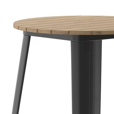 Flash Furniture Declan Indoor/Outdoor Bar Top Table, 42", Brown Top with Black Base (JJT14623H76BRBK)