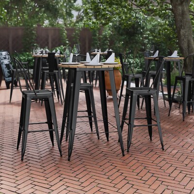 Flash Furniture Declan Indoor/Outdoor Bar Top Table, 42", Brown Top with Black Base (JJT14623H76BRBK)