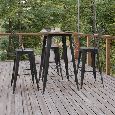 Flash Furniture Declan Indoor/Outdoor Bar Top Table, 42", Brown Top with Black Base (JJT14623H76BRBK)