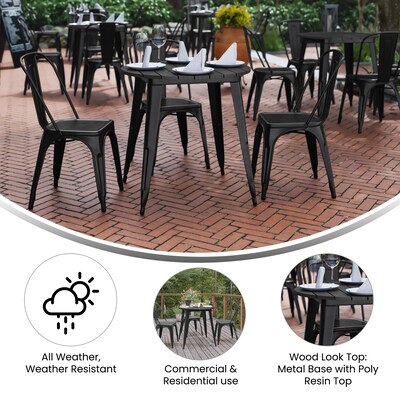 Flash Furniture Declan Indoor/Outdoor Dining Table, 30", Black Top with Black Base (JJT1462380BKBK)