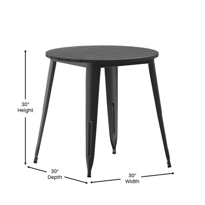 Flash Furniture Declan Indoor/Outdoor Dining Table, 30", Black Top with Black Base (JJT1462380BKBK)