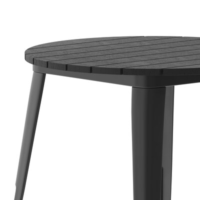 Flash Furniture Declan Indoor/Outdoor Dining Table, 30", Black Top with Black Base (JJT1462380BKBK)