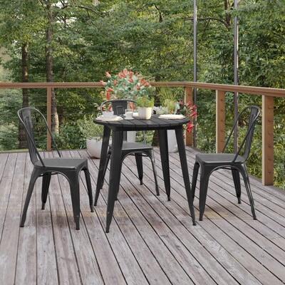 Flash Furniture Declan Indoor/Outdoor Dining Table, 30", Black Top with Black Base (JJT1462380BKBK)