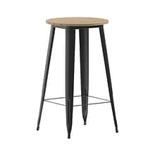 Flash Furniture Declan Indoor/Outdoor Bar Top Table, 42, Brown Top with Black Base (JJT14623H60BRBK