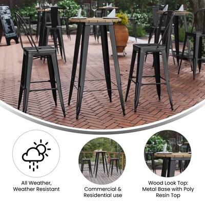 Flash Furniture Declan Indoor/Outdoor Bar Top Table, 42", Brown Top with Black Base (JJT14623H60BRBK)
