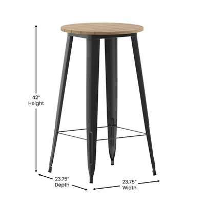 Flash Furniture Declan Indoor/Outdoor Bar Top Table, 42", Brown Top with Black Base (JJT14623H60BRBK)