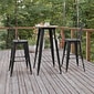 Flash Furniture Declan Indoor/Outdoor Bar Top Table, 42", Brown Top with Black Base (JJT14623H60BRBK)