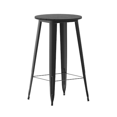 Flash Furniture Declan Indoor/Outdoor Bar Top Table, 42, Black Top with Black Base (JJT14623H60BKBK